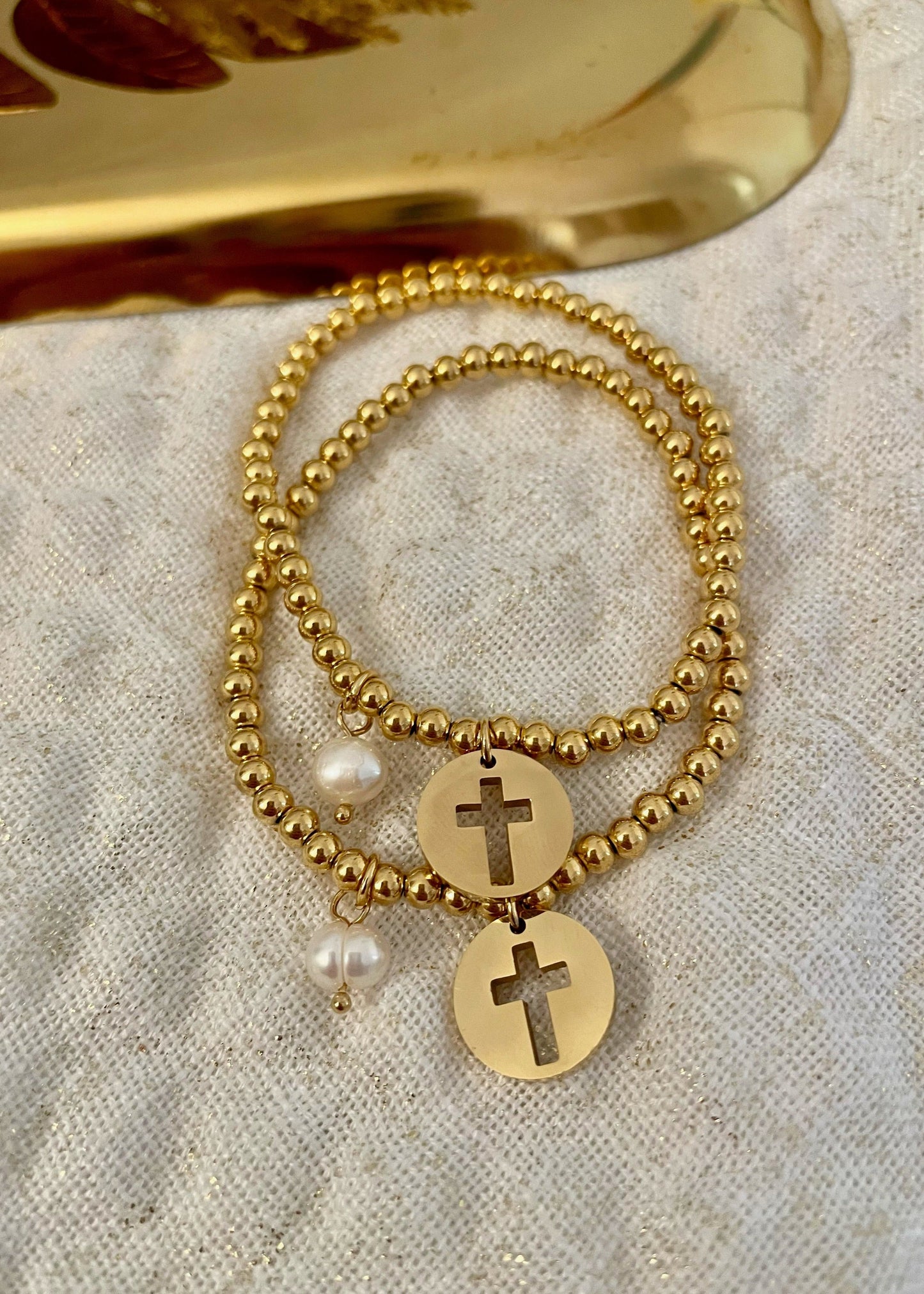 Pearl Cross Bracelet